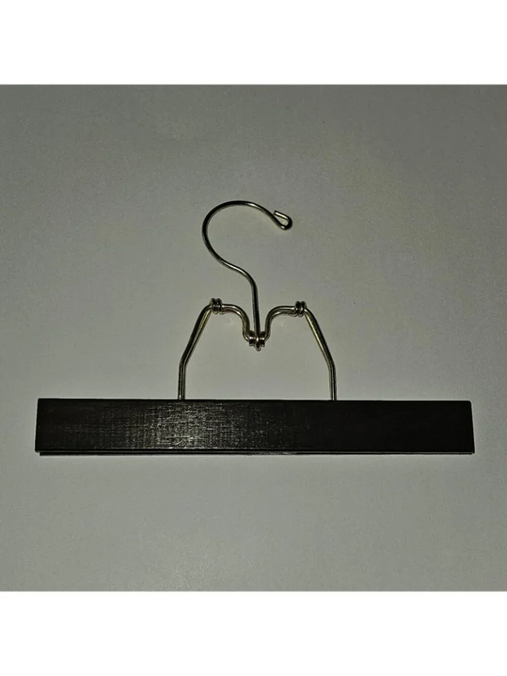 Dark Brown Wooden Clamp Hanger Gold Tone Hook 10